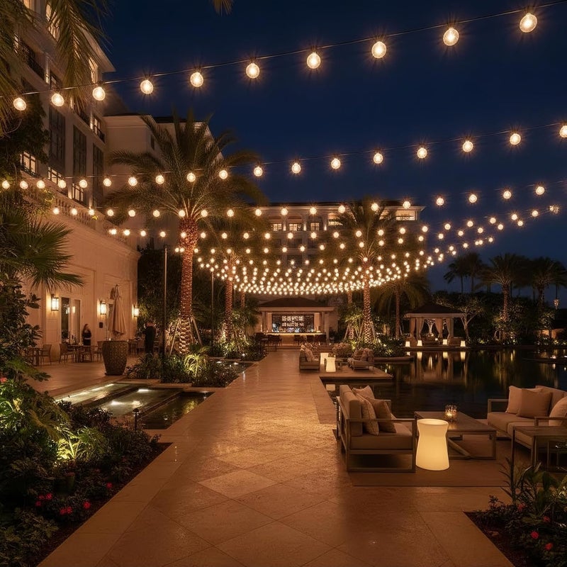 RTTY 300FT Modular Professional Outdoor String Lights System with 150 G40 Bulbs(3x100FT)-Configure for Estate Borders, Multi-Area Event Sites, Commercial Corridors & Permanent Installations - Image 4